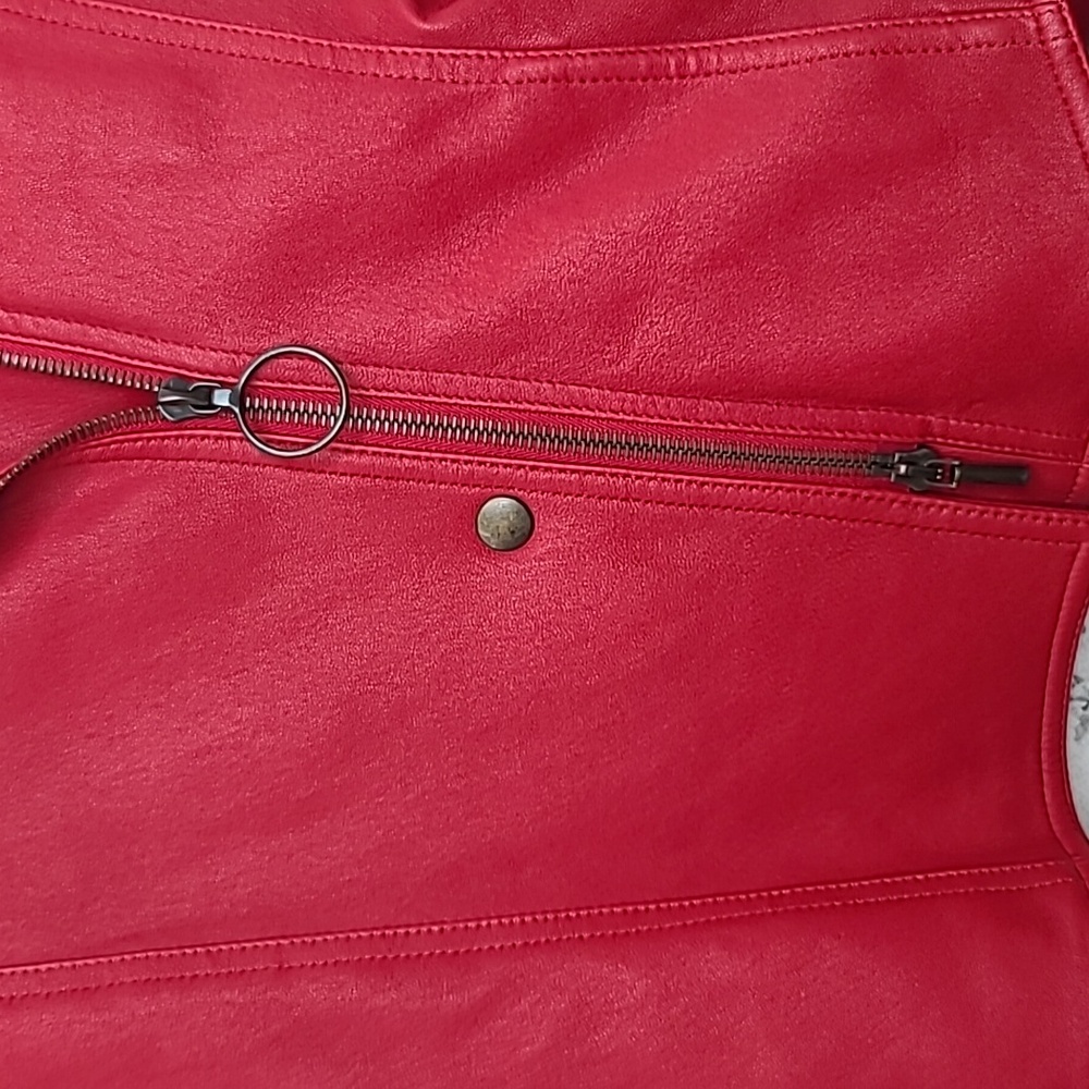 Akris Punto Asymmetric Zip Fitted Lux Nappa Leather Biker Jacket in Red - NWOT - Picture 15 of 17